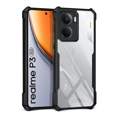 Realme P3 Shockproof Crystal Clear Bumper Case with Acrylic Back, TPU Frame & Camera Protection