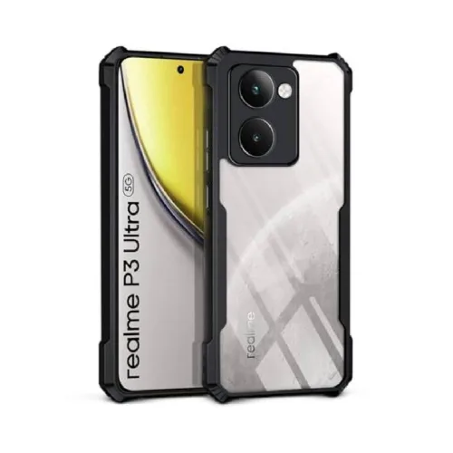 Realme P3 Ultra Shockproof Crystal Clear Bumper Case with Acrylic Back, TPU Frame & Camera Protection